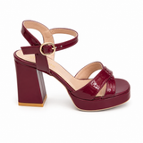 Sandal High Heel Leather Glossy With Buckle H-15