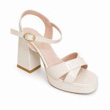 Sandal High Heel Leather Glossy With Buckle H-15