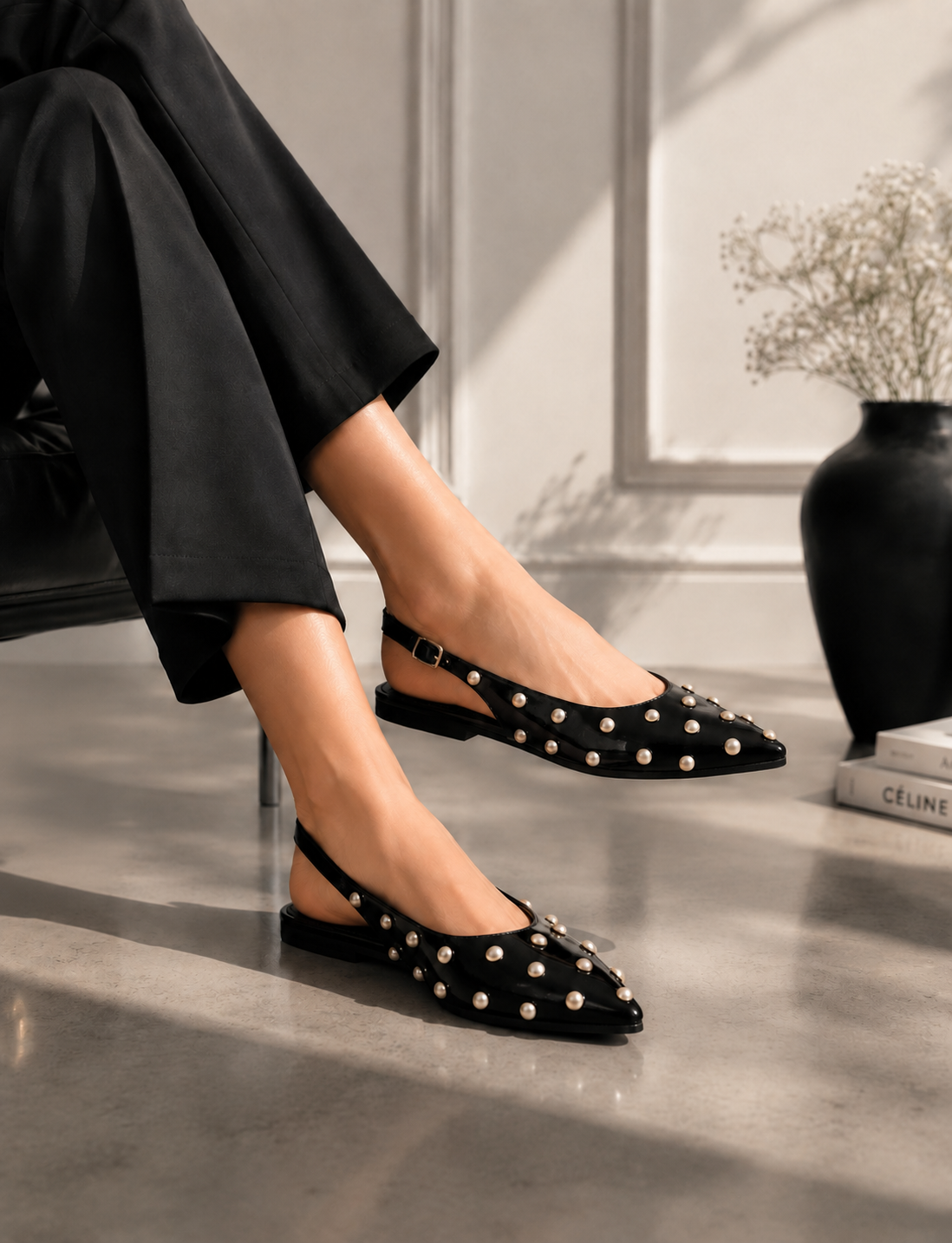 Mules Flat Leather Glossy With Buckle BF-805