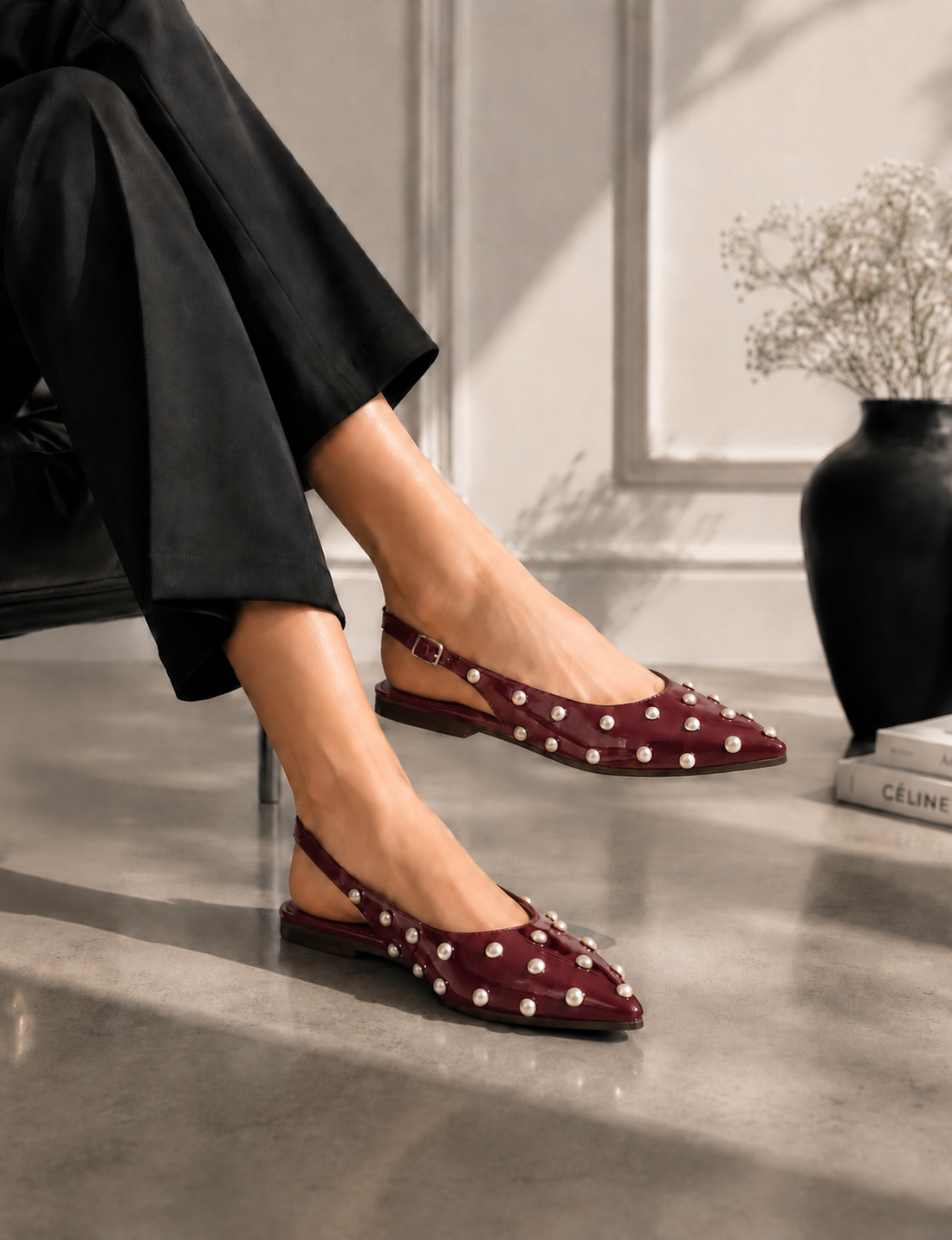 Mules Flat Leather Glossy With Buckle BF-805