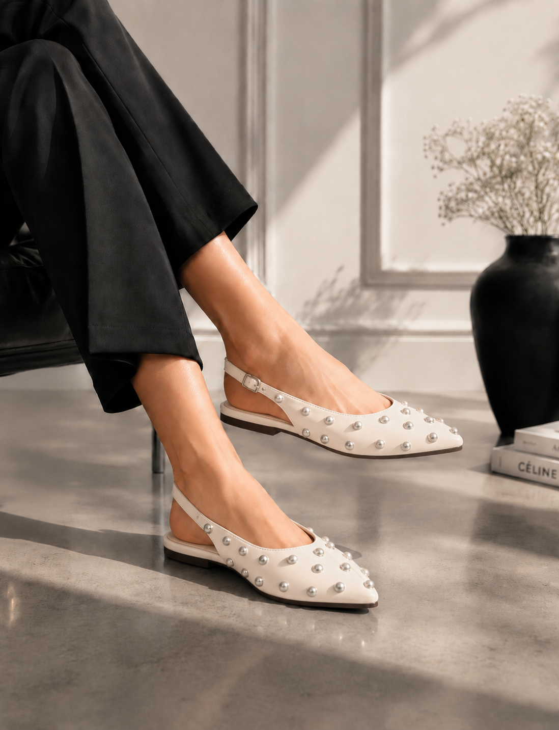 Mules Flat Leather Glossy With Buckle BF-805