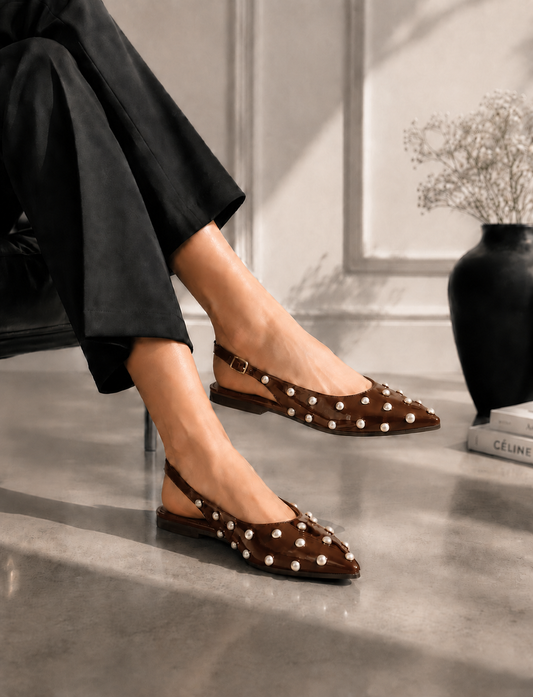 Mules Flat Leather Glossy With Buckle BF-805