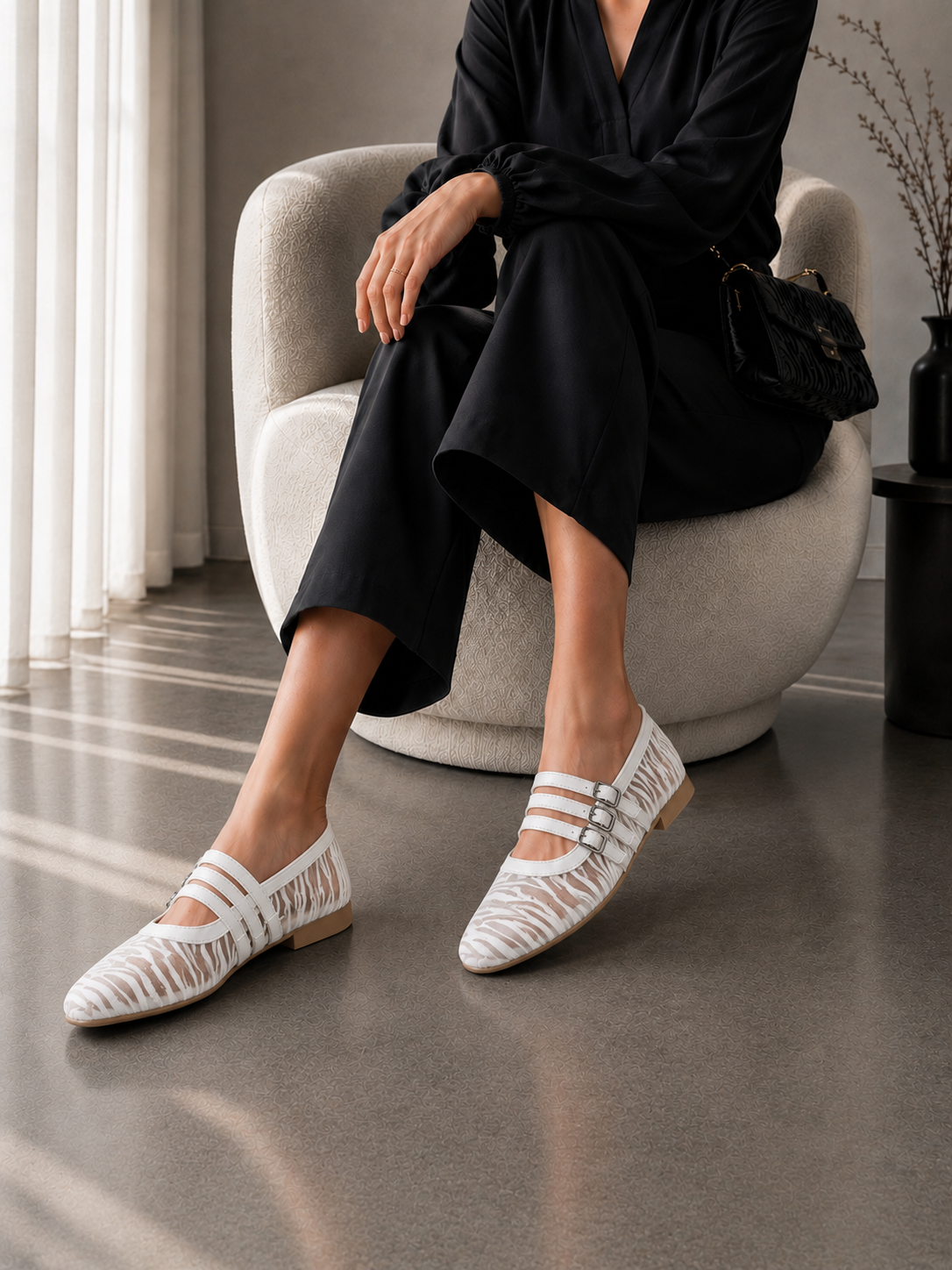 Ballerina Flat Fabric With Buckles BF-807