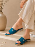 slippers satin flat With a shiny V-shaped embellishment SL-234