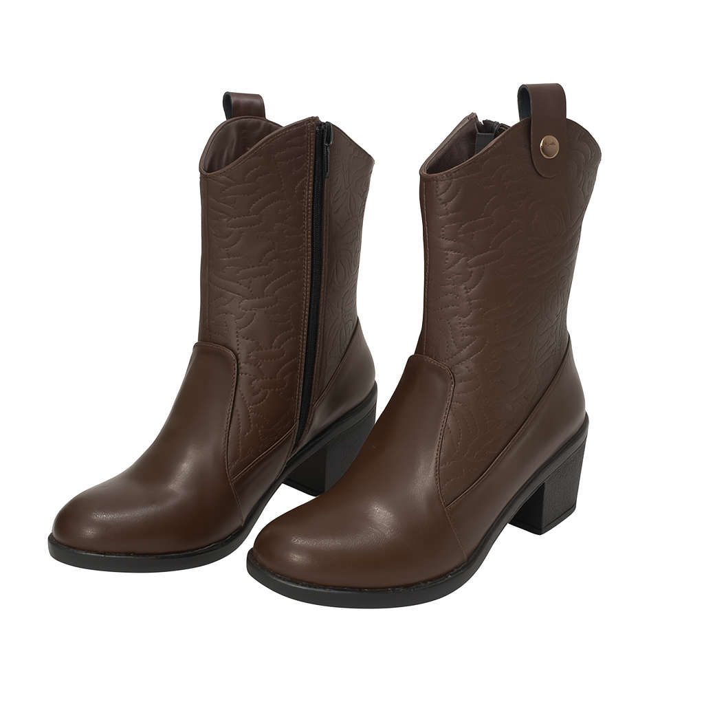 Long Boot Heels Leather Stylish LB-36