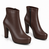 Boot High Heels Leather With a Zipper R-24