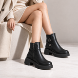 Women’s Ankle Boots Leather with Chunky Heel G-65