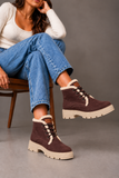 Ankle Boot Suede Mid heel winter style Fur-lined With front laces AG-4
