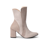 Leather And Suede Heel Boot L-106