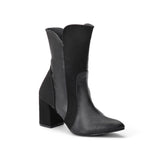 Leather And Suede Heel Boot L-106