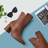 Leather And Suede Heel Boot L-106