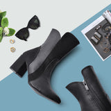 Leather And Suede Heel Boot L-106