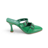 Shoes Heel Leather With Two Buckle F-25