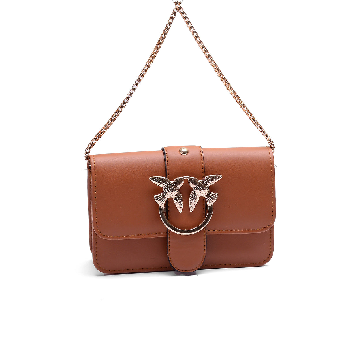 Leather Bag With a Metal Chain Handle-BA-11