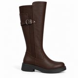 Long Boot Leather And Suede With a low heel and a zipper LB-56