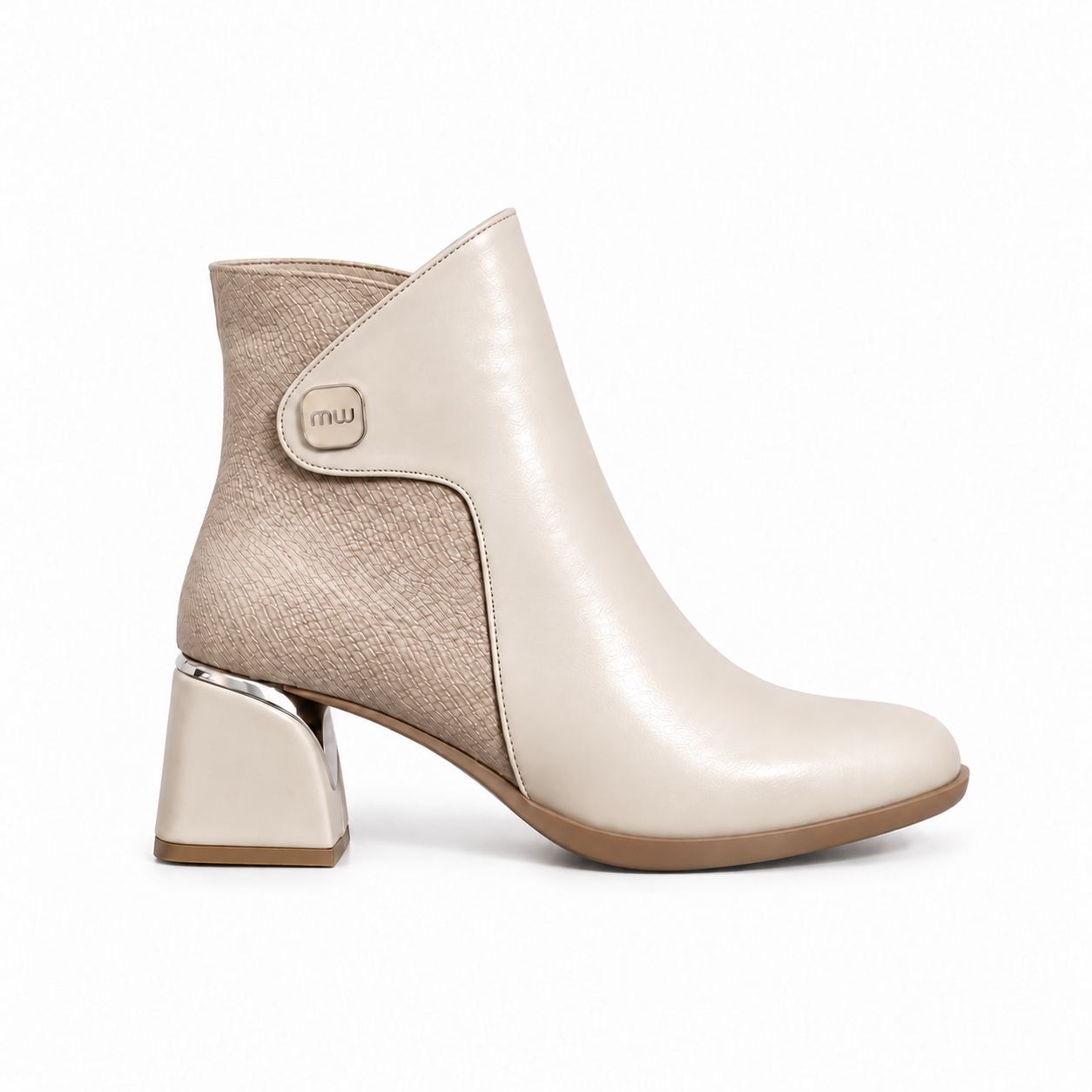 Ankle Boot Mid Heel Leather Distinctive design R-29