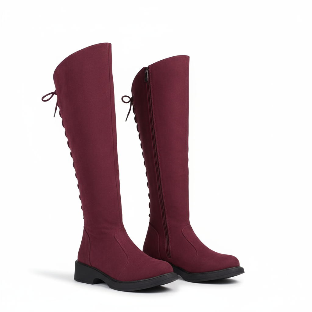 Long Boot Suede With Rope and Zipper LB-46