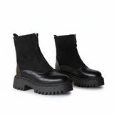 Ankle Boot Leather And Suede With Zipper Elegant E-104