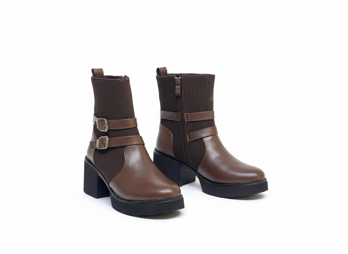 Ankle Boot Leather With Elastic E-108