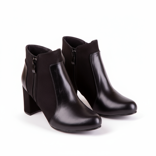 Leather And Suede Heel Boot R-9