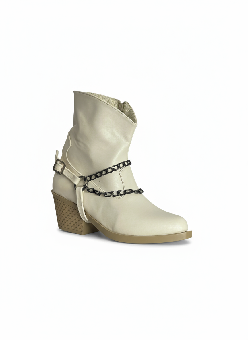 Ankle Boots Leather With Accessories And Zipper G-32