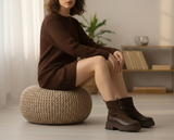 Ankle Boot Leather And Suede With Zipper Elegant E-104