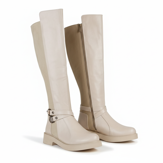 Long Boot Leather And Suede Elegant LB-47