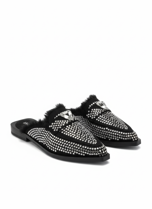 Mules Flat Suede With Diamond SB-23