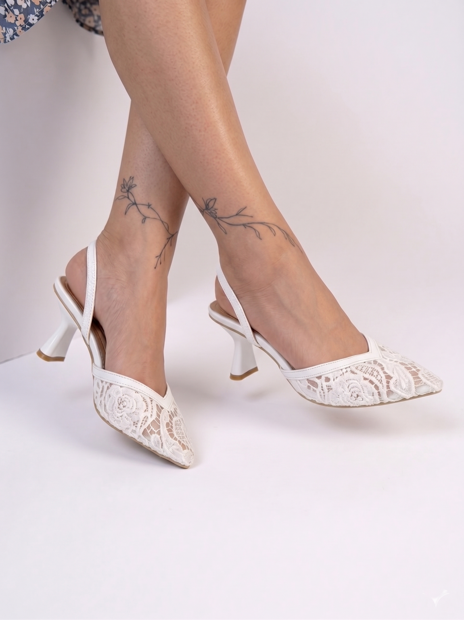 Shoes Heels Dentelle With Elastic F-624