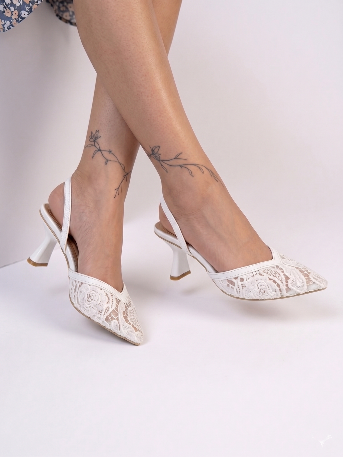 Shoes Heels Dentelle With Elastic F-624