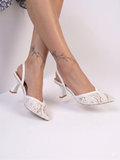 Shoes Heels Dentelle With Elastic F-624