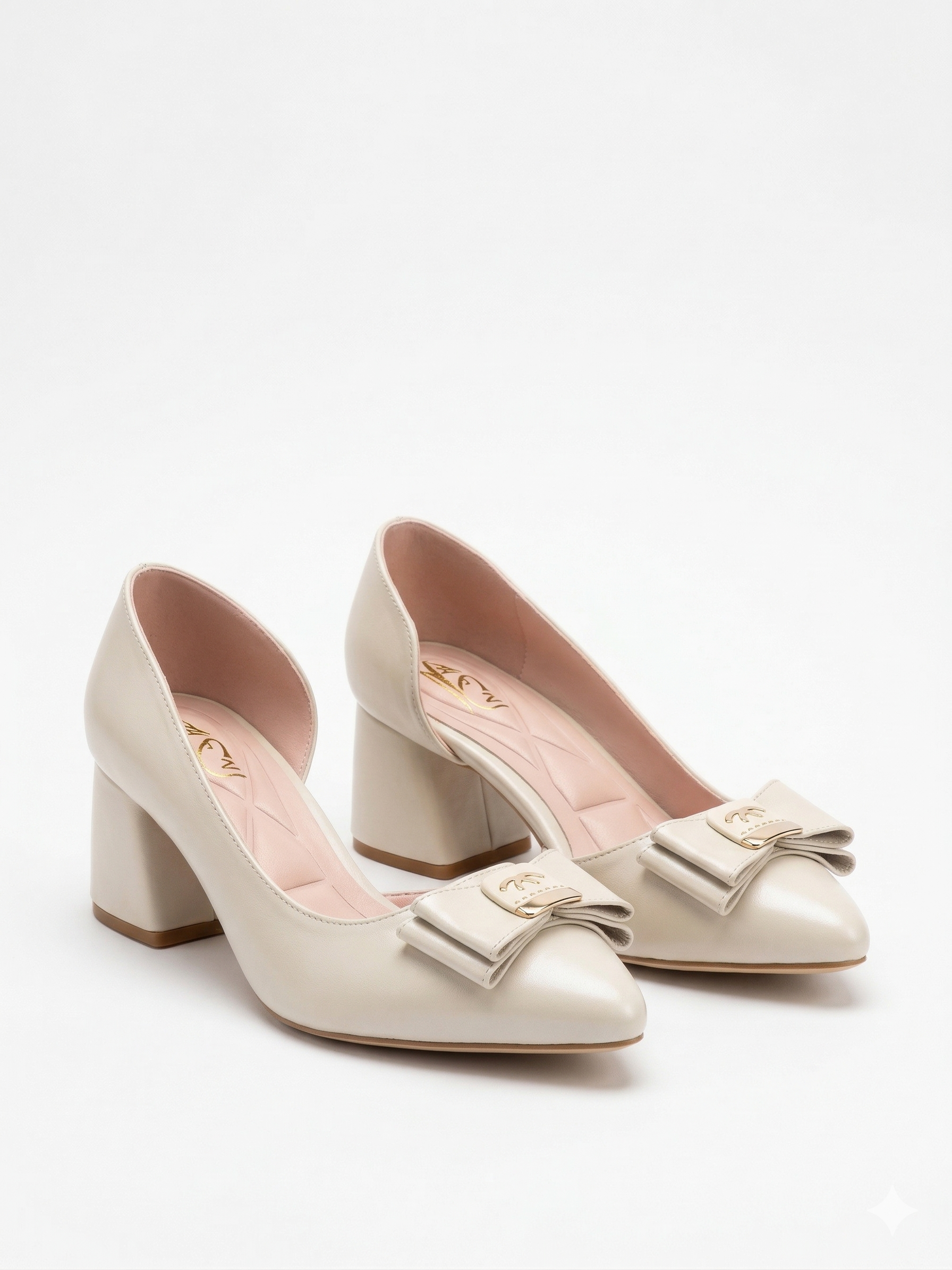 Shoes Mid Heels Leather With Bow GZ-905