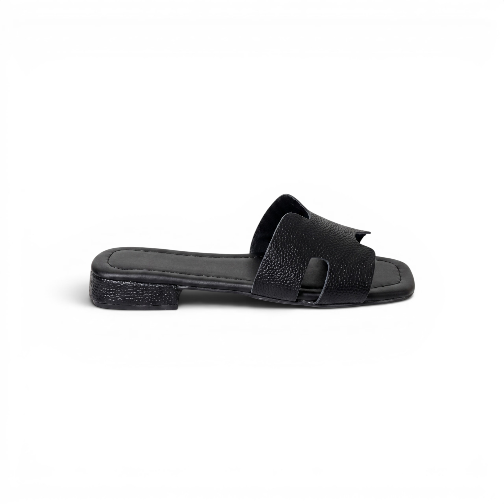 Slippers flat leather Stylish with the letter H - SL-230