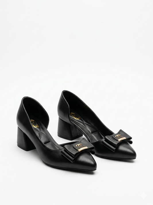 Shoes Mid Heels Leather With Bow GZ-905