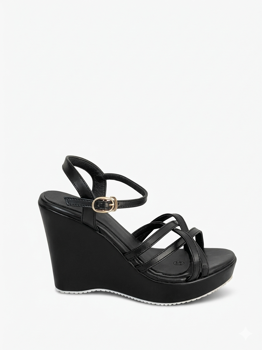 Sandal Wedge Leather With Straps W-12