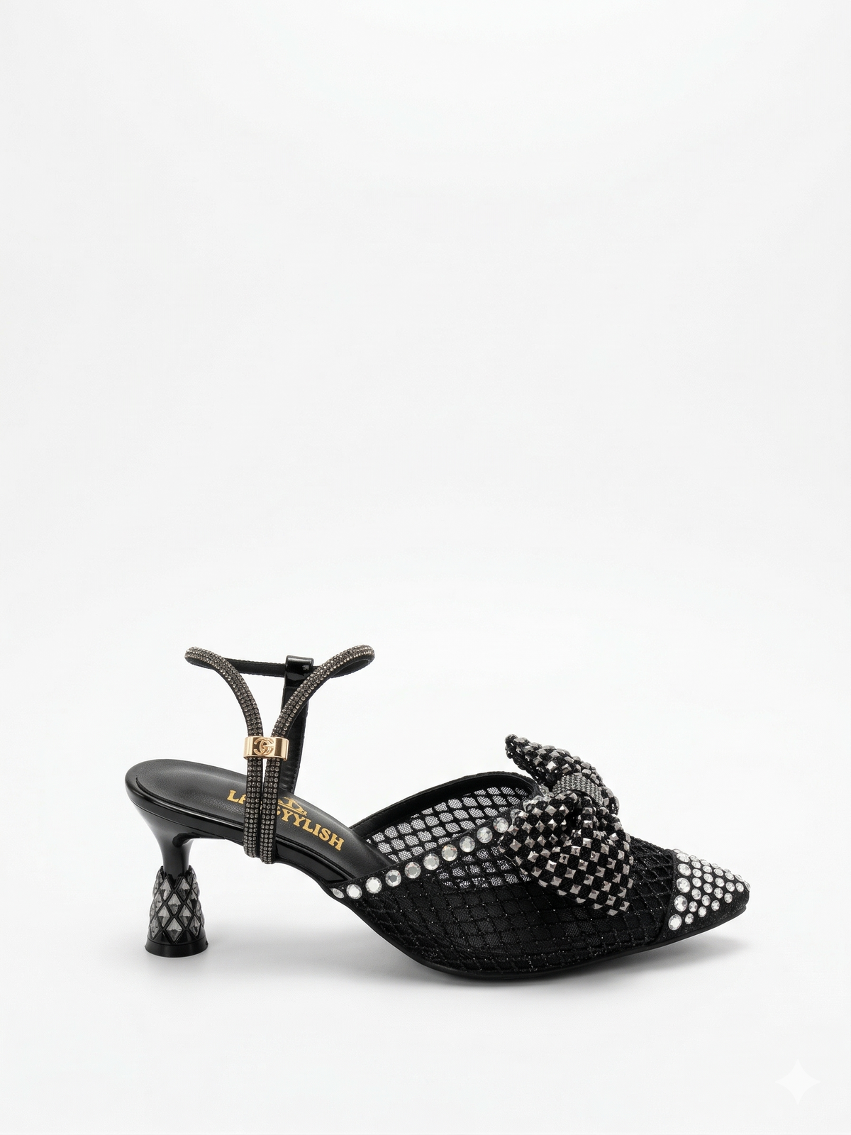 Shoes Heels Mesh With Bow And Embrodied F-616