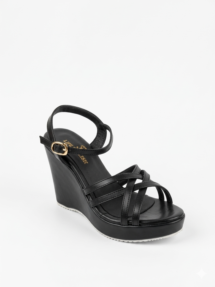 Sandal Wedge Leather With Straps W-12