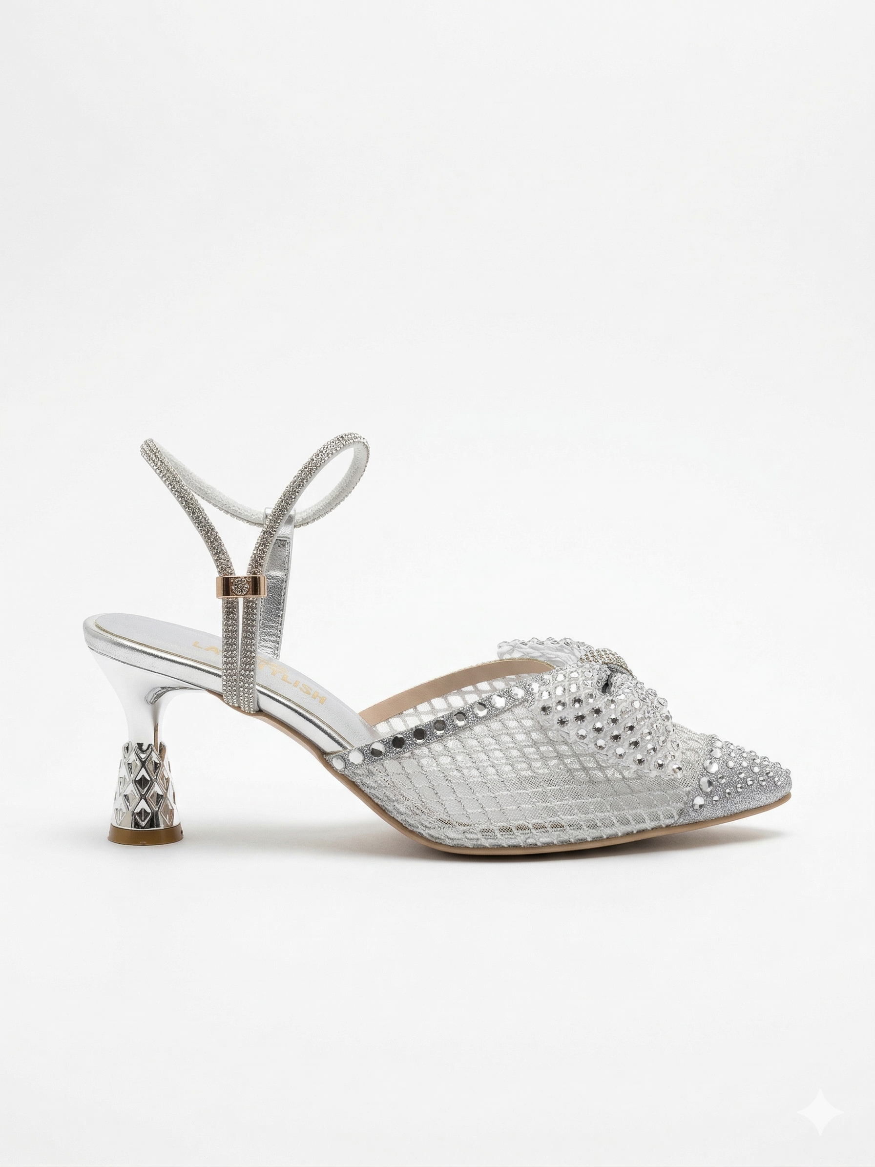 Shoes Heels Mesh With Bow And Embrodied F-616