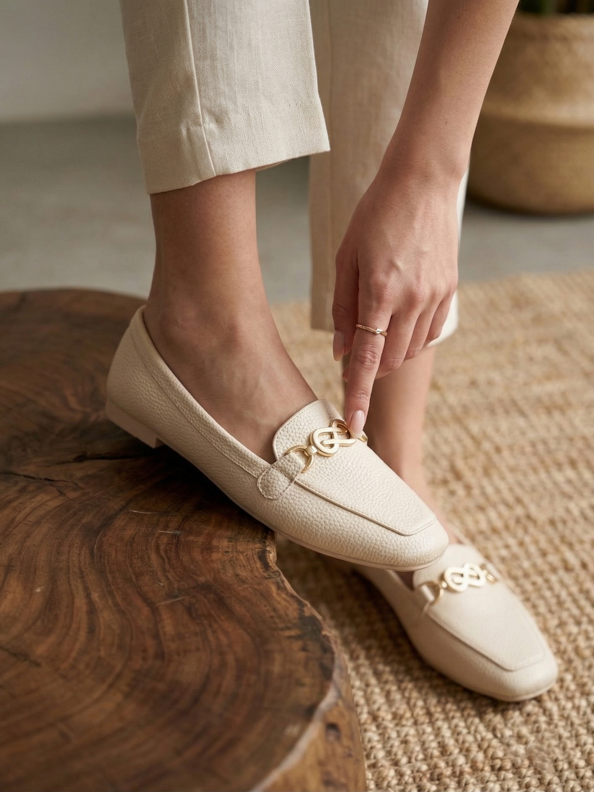 Ballerina Flat Leather Square BN-515