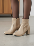 Ankle Boot Heels Leather With Zipper R-25