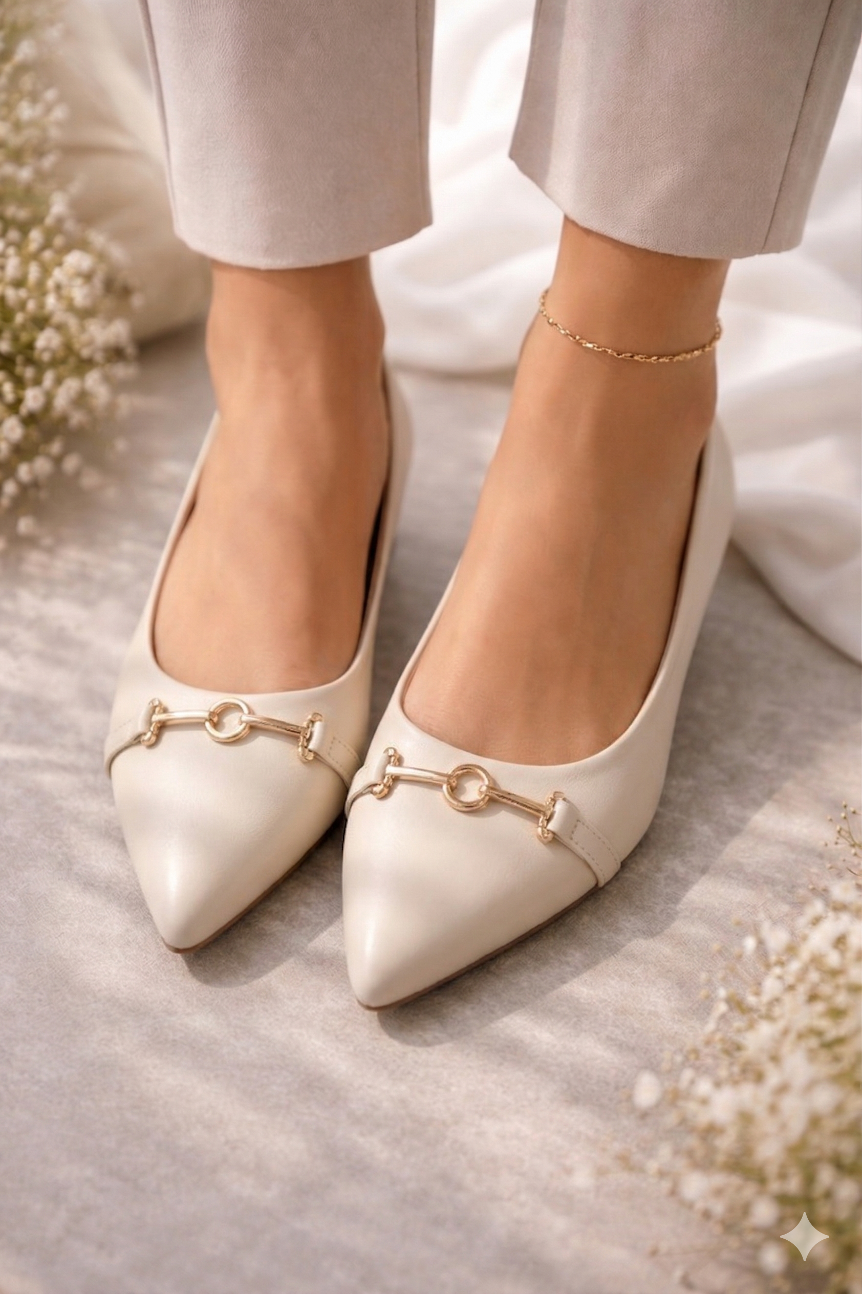 Ballerina Flat Leather With Acceroies BN-506