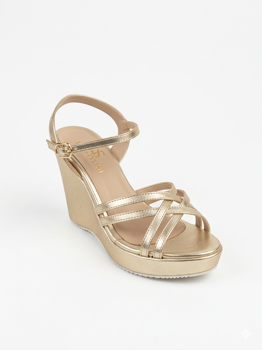 Sandal Wedge Leather With Straps W-12