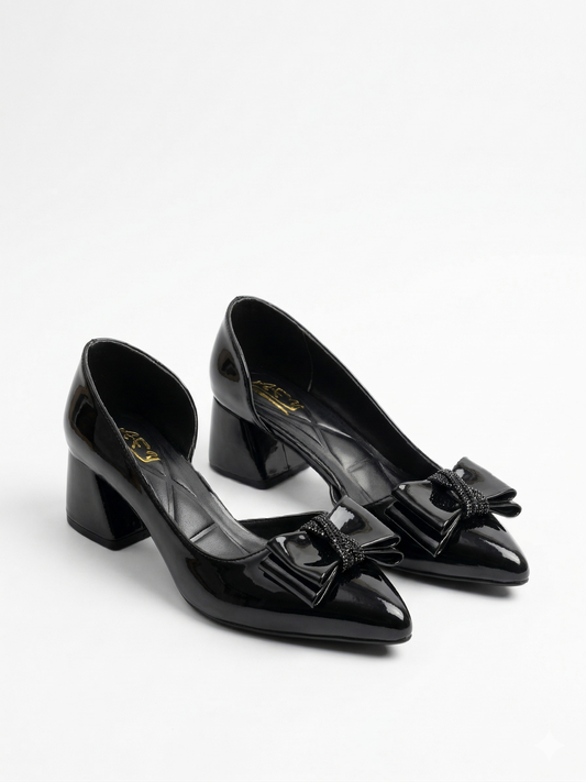 Shoes Mid Heels Leather With Bow GZ-905