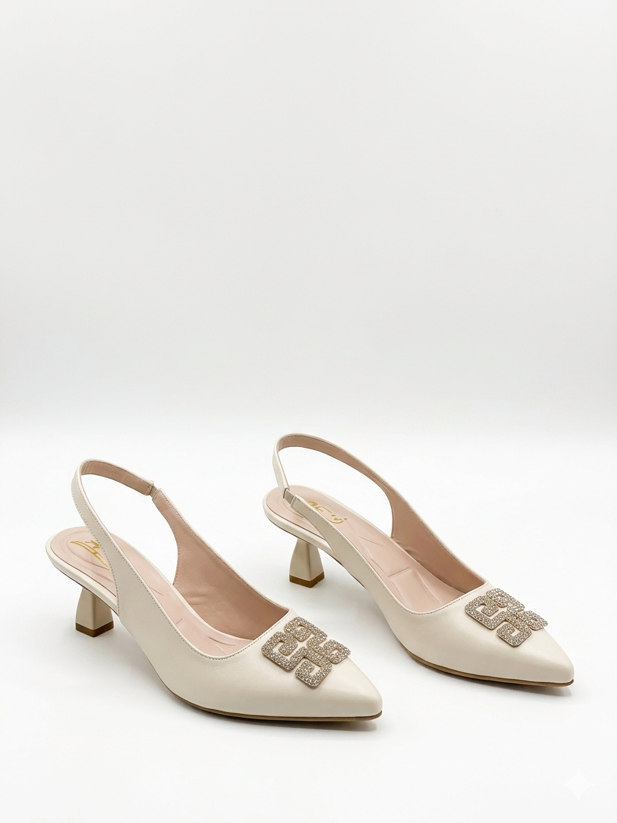 Shoes Mid Heels Leather Easy to Wear F-622