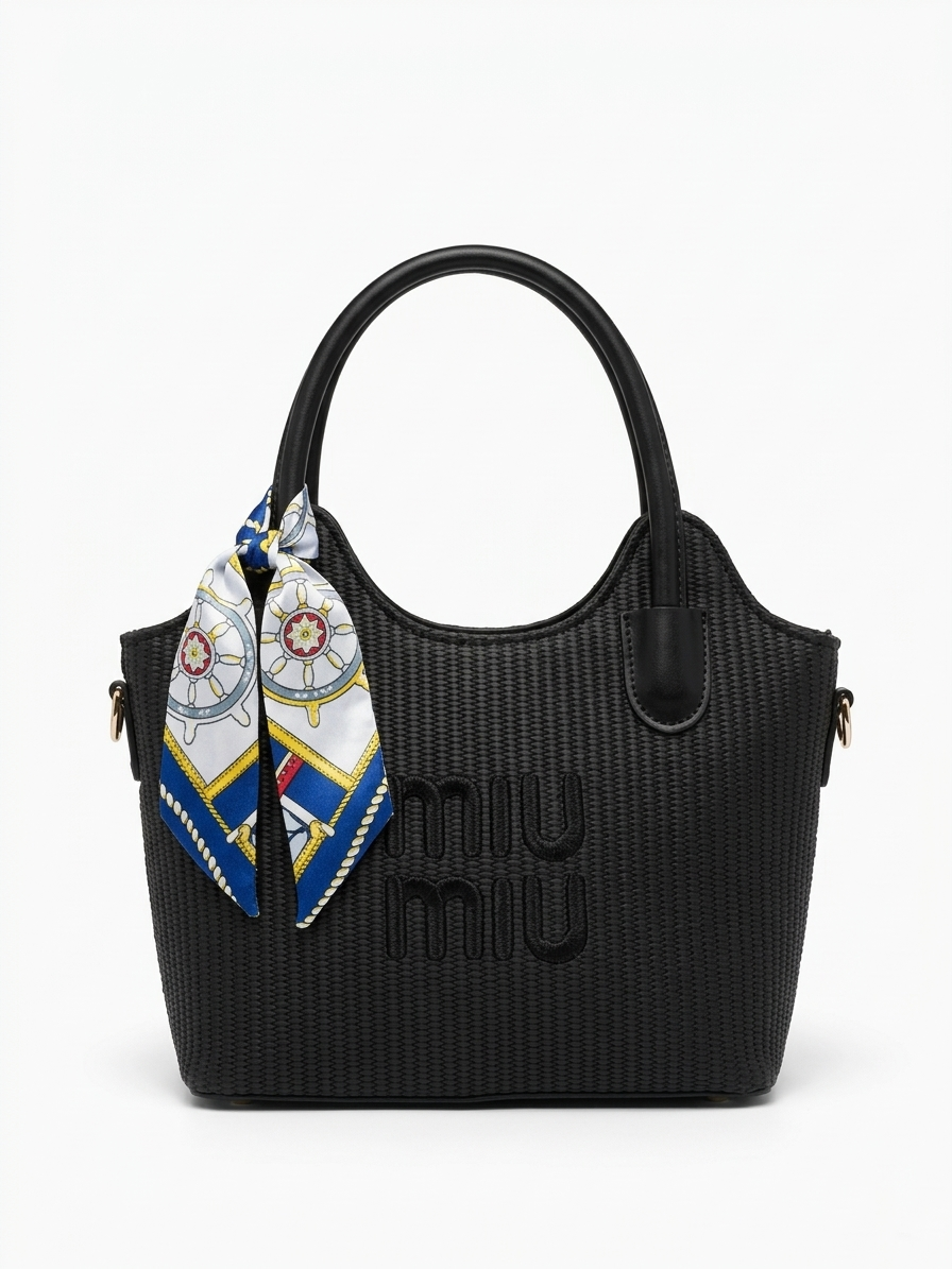 Leather Bag With a Colorful Silk Ribbon ZH-5