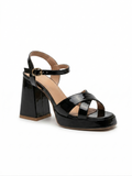 Sandal High Heel Leather Glossy With Buckle H-15