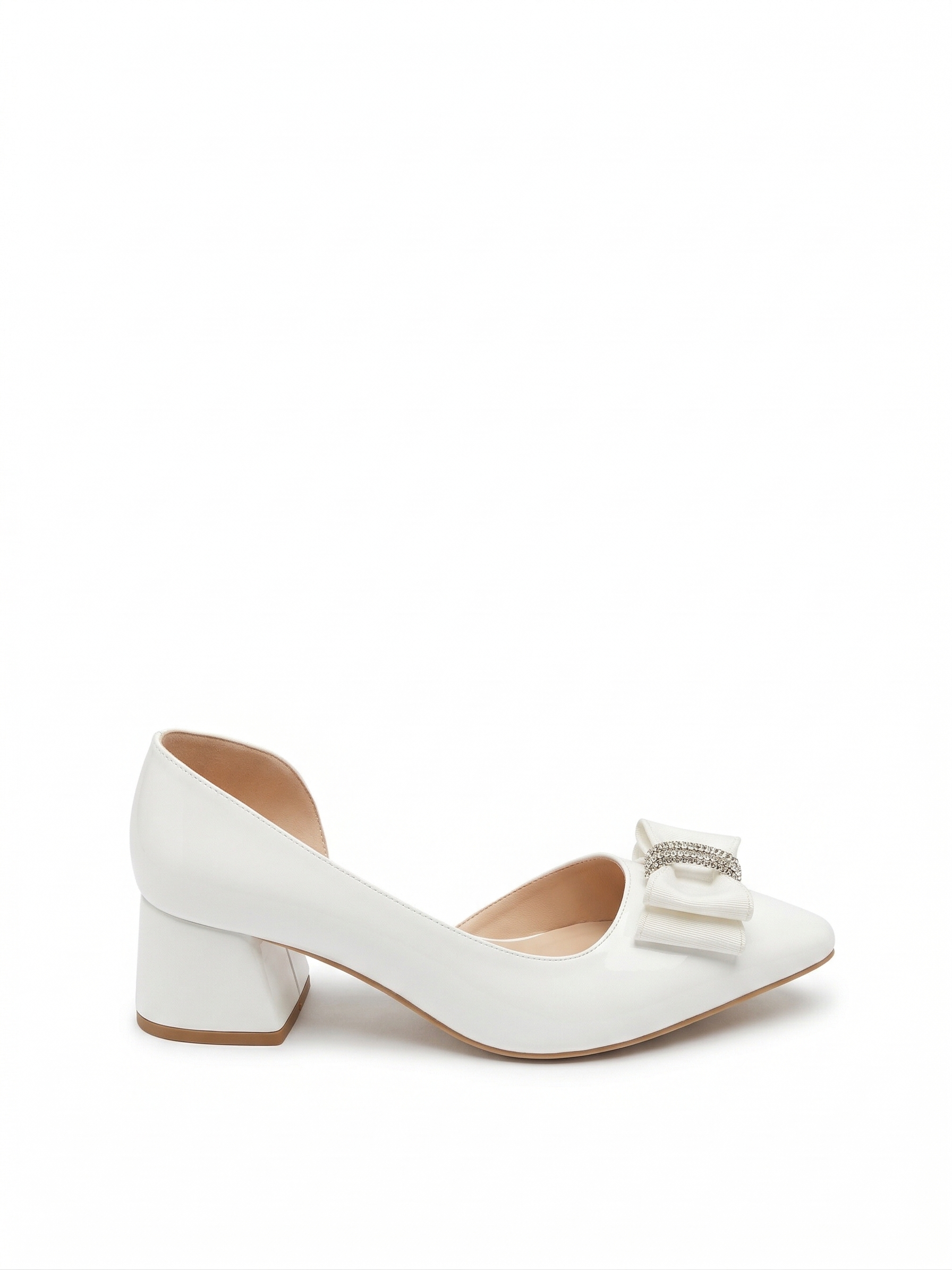 Shoes Mid Heels Leather Glossy With Bow GZ-904