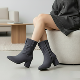 Ankle Boot Heels Fabric L-112