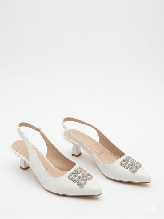 Shoes Mid Heels Leather Easy to Wear F-622