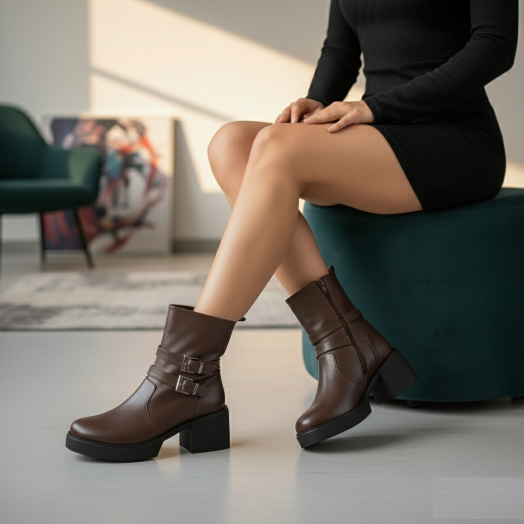 Ankle Boot Leather Stylish E-102